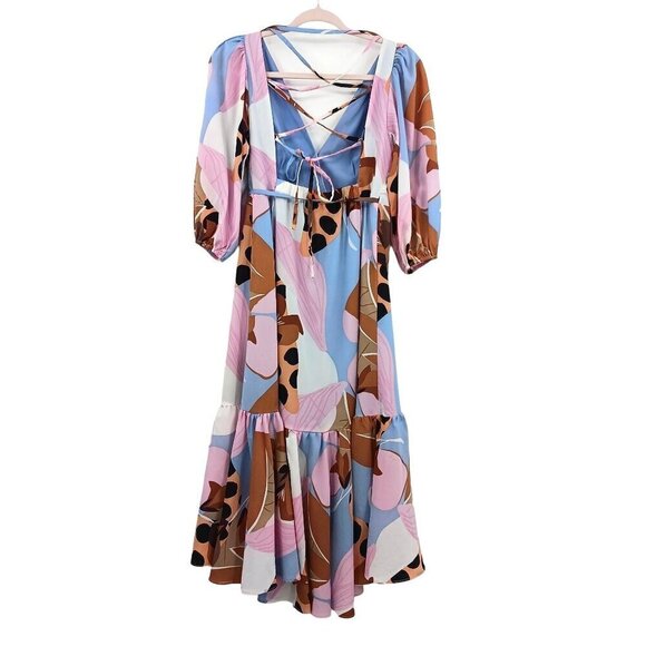 Hutch Anthropologie Bloom Wrap Midi Dress Size XSP Lace Up Back - Picture 6 of 13